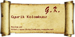 Gyurik Kolombusz névjegykártya